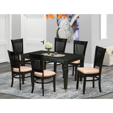 East West Furniture 7 Piece Weston Rectangular Dinette Set - Black WEVA7-BLK-C